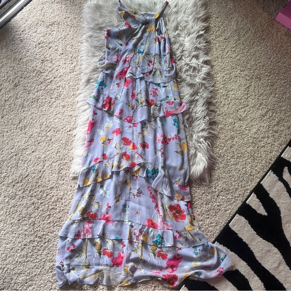 Rachel Roy purple lavender floral garden party ruffle maxi dress - Picture 9 of 16